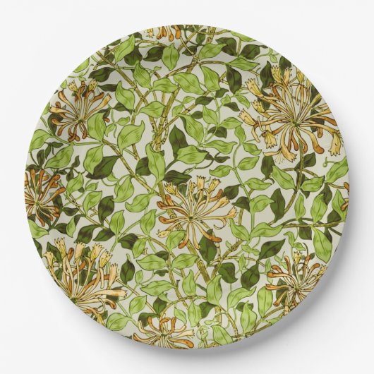 William Morris Geißblatt Grüne Blumen Pappteller (Vorderseite)