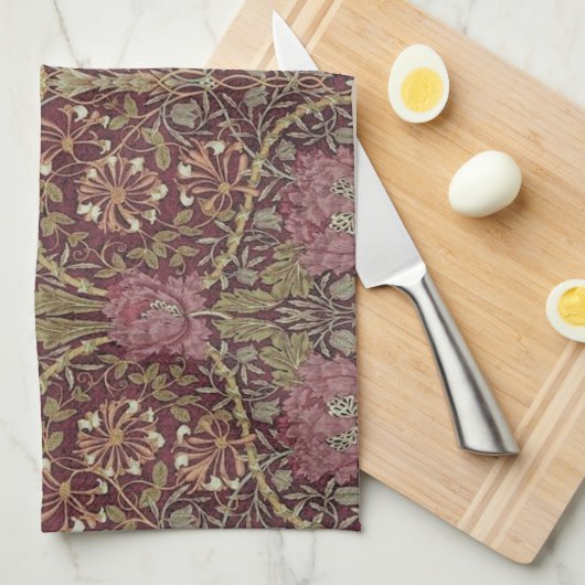 William Morris, Geißblatt, mit Blumen. Muster, Geschirrtuch (Viertel Falte)