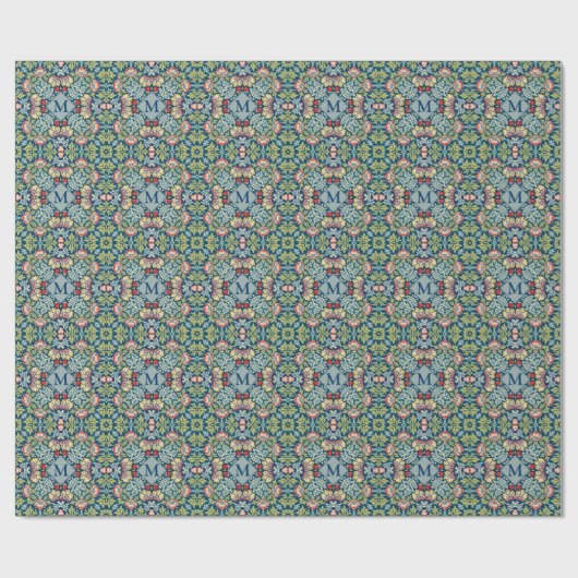 William Morris Geometric Mit Monogramm Pattern Geschenkpapier (Flach)