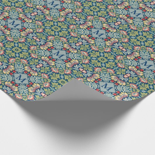 William Morris Geometric Mit Monogramm Pattern Geschenkpapier (Ecke)