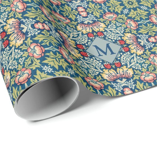 William Morris Geometric Mit Monogramm Pattern Geschenkpapier (Rolleneckpunkt)