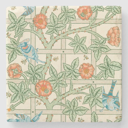 William Morris Gitter viktorianische Tapete Steinuntersetzer (Vorderseite)