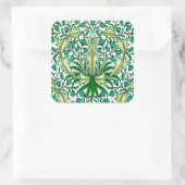 William Morris Gold Aqua Floral Wallpaper Quadratischer Aufkleber (Tasche)