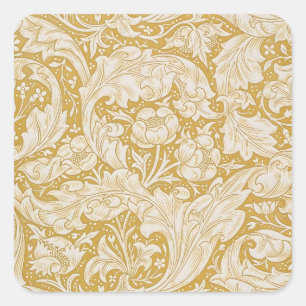 William Morris Gold Bachelors Button Floral Quadratischer Aufkleber
