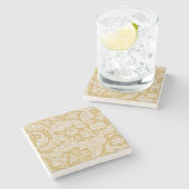William Morris Gold Bachelors Button Floral Steinuntersetzer (Seitenansicht)