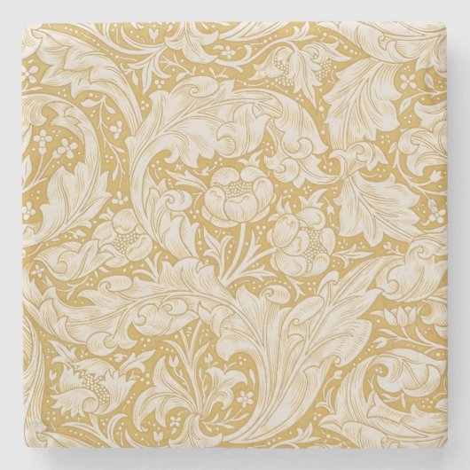 William Morris Gold Bachelors Button Floral Steinuntersetzer (Vorderseite)