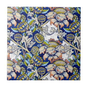William * Morris Gold Blue Yellow Blume Vintag Fliese