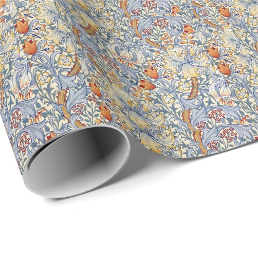 William Morris Gold Lily Viktorianisch Wallpaper Geschenkpapier (Rolleneckpunkt)