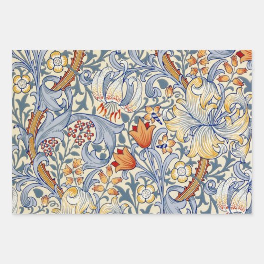 William Morris Gold Lily Viktorianisch Wallpaper Geschenkpapier Set (Vorderseite 3)
