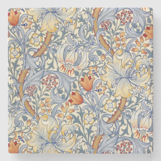 William Morris Gold Lily Viktorianisch Wallpaper Steinuntersetzer (Vorderseite)