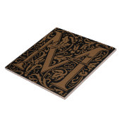 William Morris Gold Monogramm Buchstabe M Fliese (Seite)