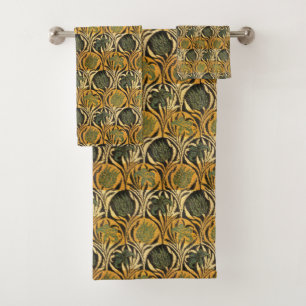 William Morris Gold-Tulpen-Lilien-Vintage-Tapete Badhandtuch Set