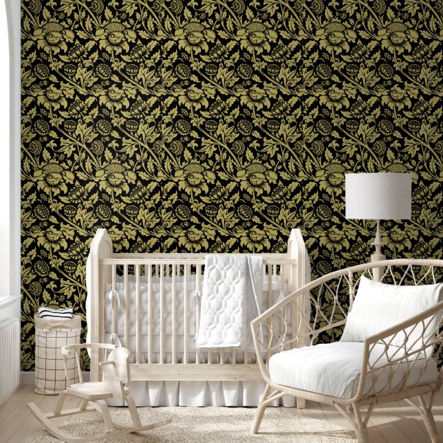 William Morris Gold und Black Floral Tapete (Kinder)