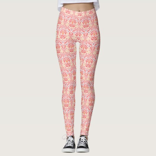 William Morris Golden Bough Red Fleece Blanket Leggings (Vorderseite)