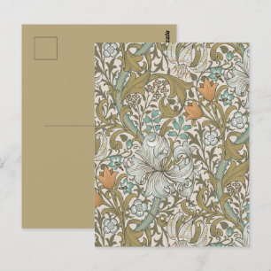 William Morris Golden Lily Blau Gold Klassiker Postkarte