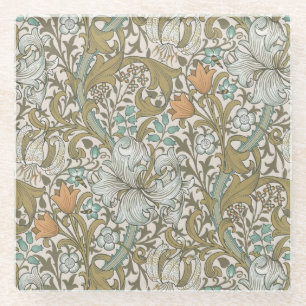William Morris Golden Lily Blue Gold Classic Glasuntersetzer