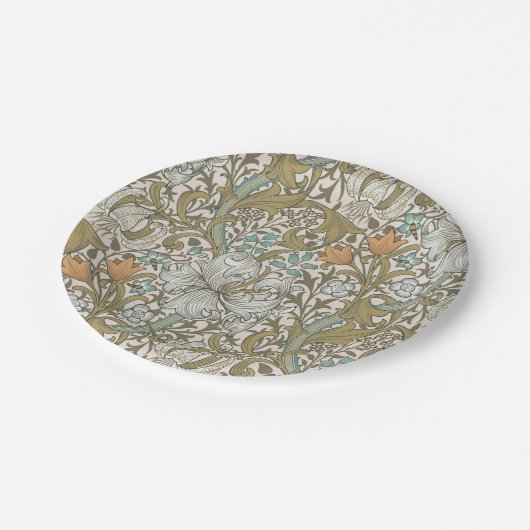 William Morris Golden Lily Blue Gold Classic Pappteller (Schrägansicht)