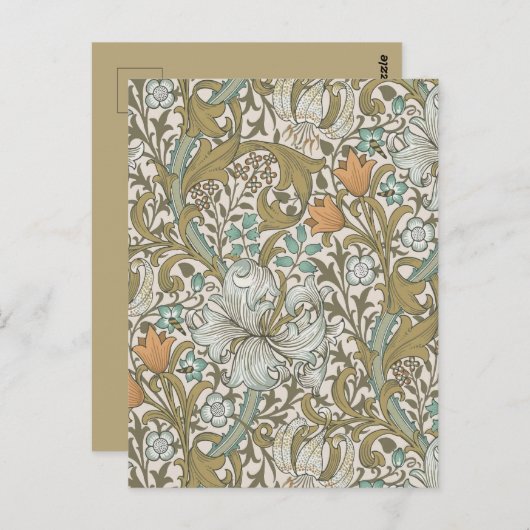 William Morris Golden Lily Blue Gold Classic Postkarte (Vorne/Hinten)