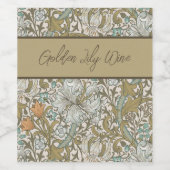 William Morris Golden Lily Blue Gold Classic Weinetikett (Einzelnes Label)
