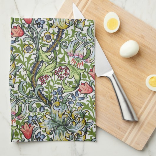 William Morris Golden Lily Floral Chintz Pattern Geschirrtuch (Viertel Falte)