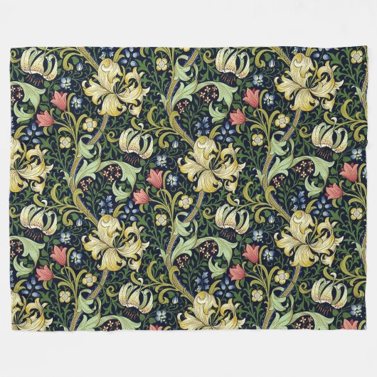 William Morris Golden Lily Floral Pattern Fleecedecke (Vorderseite (Horizontal))