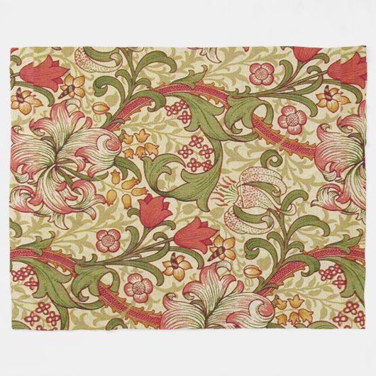 William Morris Golden Lily Floral Pattern Fleecedecke (Vorderseite (Horizontal))