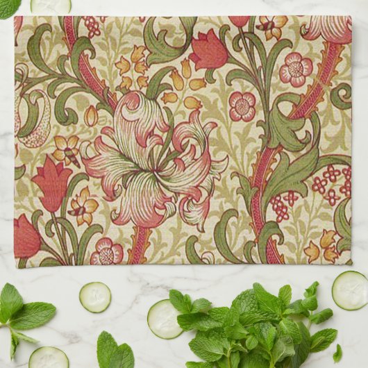 William Morris Golden Lily Floral Pattern Geschirrtuch (Gefaltet)