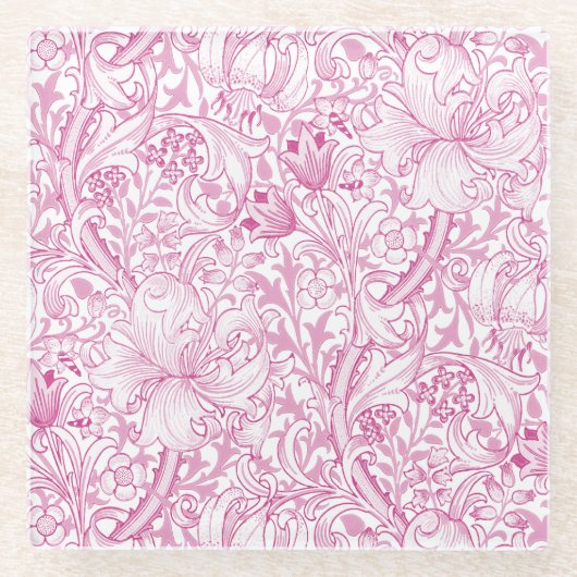William Morris Golden Lily Floral Pattern Glasuntersetzer (Vorderseite)