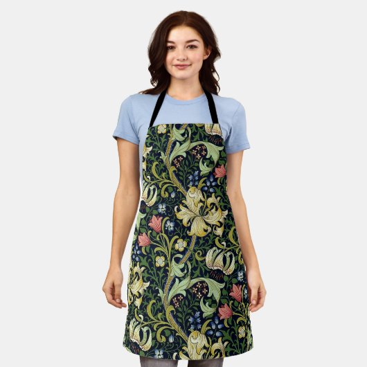 William Morris Golden Lily Floral Pattern Schürze (Getragen)