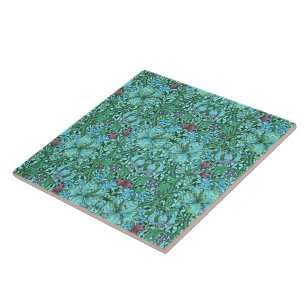 William Morris Golden Lily Florale Blumen Blau Fliese