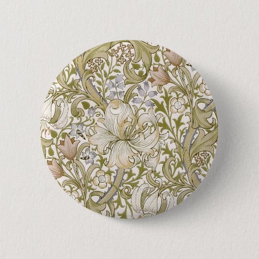 William Morris Golden Lily Garten Blumen Klassiker Button (Vorderseite)
