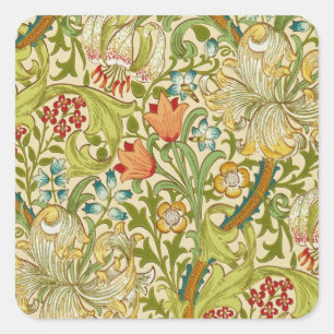 William Morris Golden Lily Vintag Pre-Raphaelite Quadratischer Aufkleber