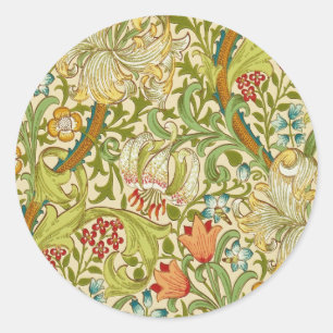 William Morris Golden Lily Vintag Pre-Raphaelite Runder Aufkleber