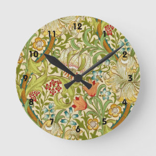 William Morris Golden Lily Vintage Vor-Raphaelite Runde Wanduhr