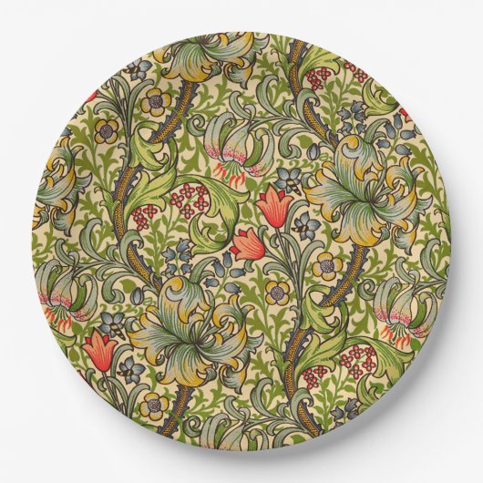 William Morris Golden Lily Vintages Blumendesign Pappteller (Vorderseite)