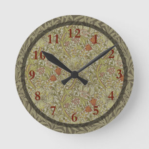 William Morris Golden Lily Weidenzweig Muster Runde Wanduhr