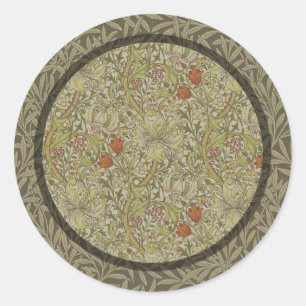 William Morris Golden Lily Weidenzweig Muster Runder Aufkleber