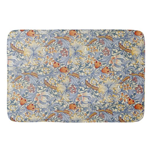 William Morris Goldene Lilie viktorianische Tapete Badematte (Vorderseite)