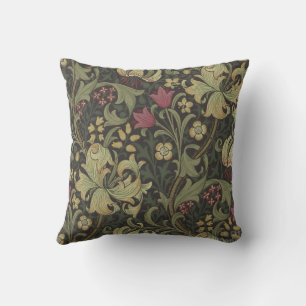 william-morris-goldene-lily-kohle-schwarzes Gold Kissen