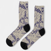William Morris Goldlack Muster Antique Blau Socken (Linkes Detail)