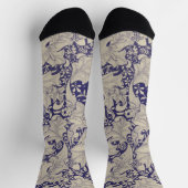 William Morris Goldlack Muster Antique Blau Socken (Oben)
