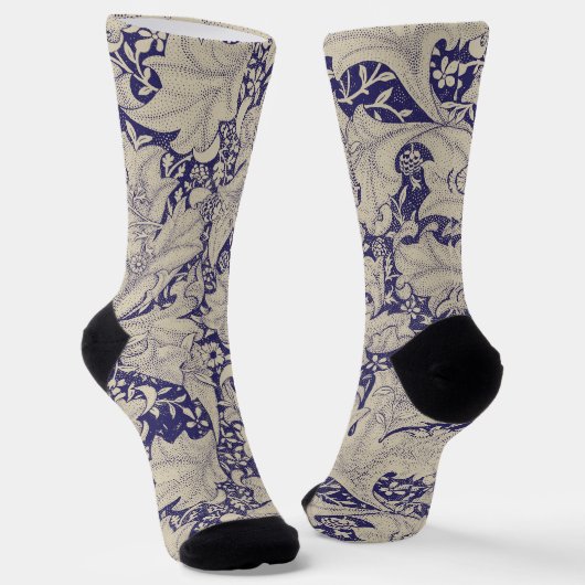 William Morris Goldlack Muster Antique Blau Socken (Gewinkelt)