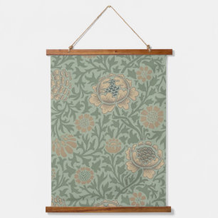 William Morris Grafton Blumengestaltung Salbeigrün Wandteppich Mit Holzrahmen