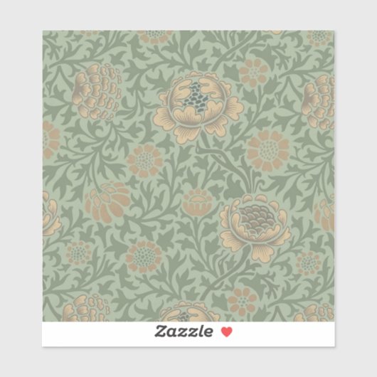 William Morris Grafton Blummenmuster Salbeigrün Aufkleber (Blatt)