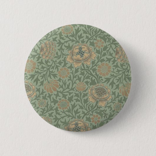 William Morris Grafton Blummenmuster Salbeigrün Button (Vorderseite)