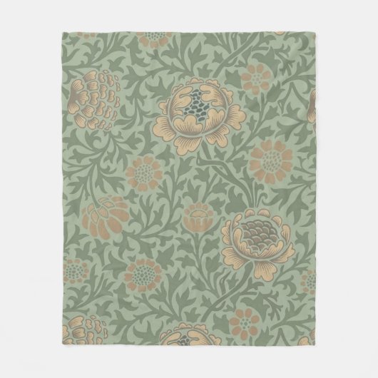 William Morris Grafton Blummenmuster Salbeigrün Fleecedecke (Vorderseite)