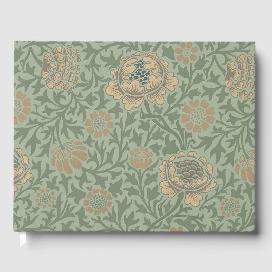 William Morris Grafton Blummenmuster Salbeigrün Gästebuch (Vorderseite)