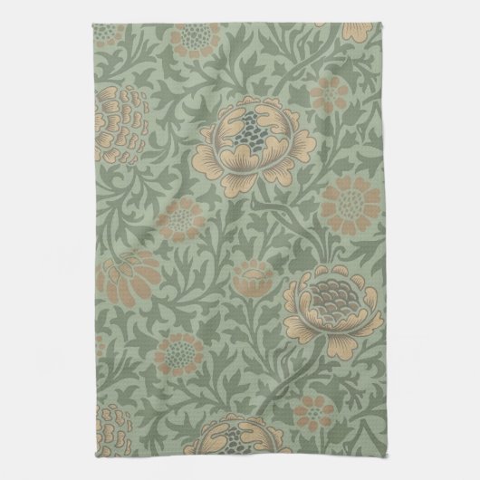 William Morris Grafton Blummenmuster Salbeigrün Geschirrtuch (Vertikal)
