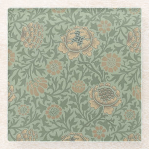 William Morris Grafton Blummenmuster Salbeigrün Glasuntersetzer