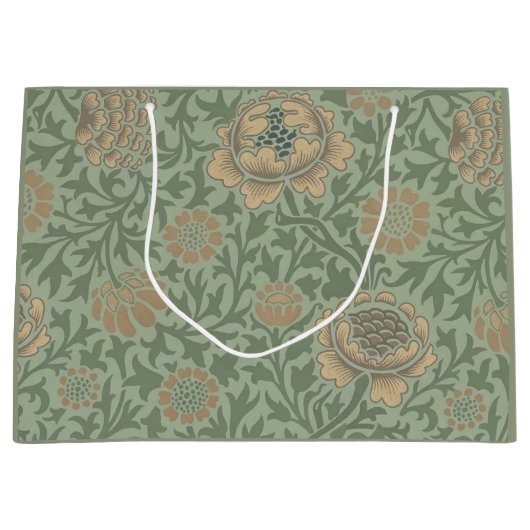 William Morris Grafton Blummenmuster Salbeigrün Große Geschenktüte (Vorderseite)